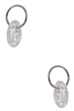 Metal Glass Double Ring Post Earrings