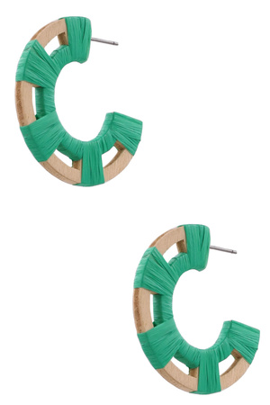 Raffia Wood Hoop Earrings