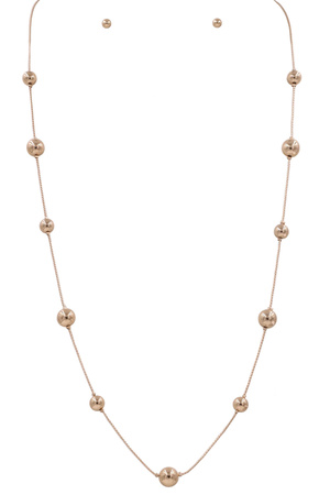 Metal Ball Linked Long Necklace Set