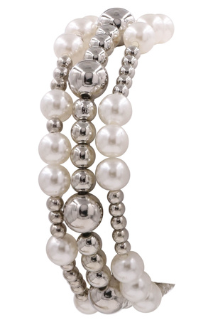 Metal Cream Pearl Multi Bracelet Set