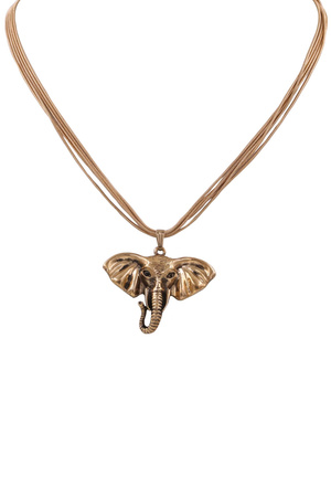 Layered Metal Elephant Pendant Necklace