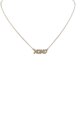 Brass Metal 'XOXO' Pendant Necklace