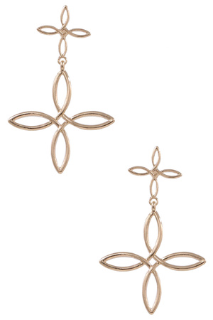 Metal Cut Out Linked Flower Dangle Earrings