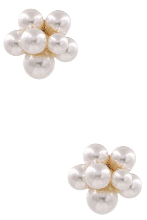 Cream Pearl Cluster Flower Post Earrings