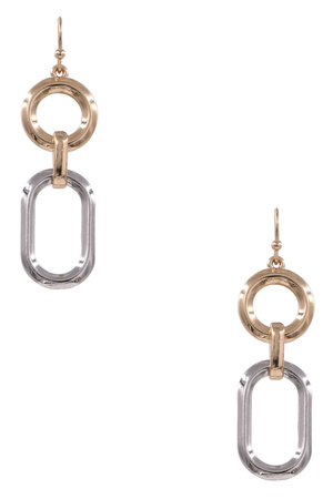 Metal Oval Circle Linked Dangle Earrings