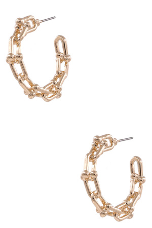 Metal 'U' Chain Linked Hoop Earrings