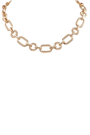 Metal Oval Circle Linked Chain Necklace