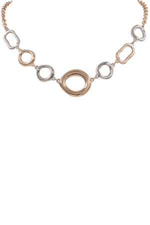 Metal Oval Circle Linked Necklace