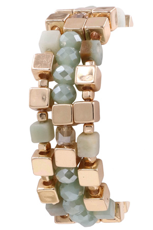 Semi Precious Stone Layered Stretch Bracelet Set