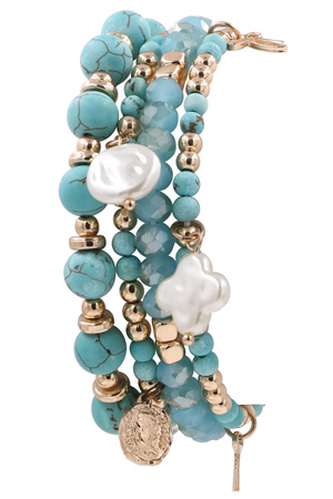 Semi Precious Stone Layered Charm Bracelet