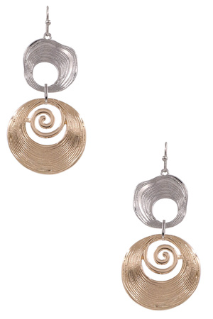 Metal Double Spiral Linked Dangle Earrings