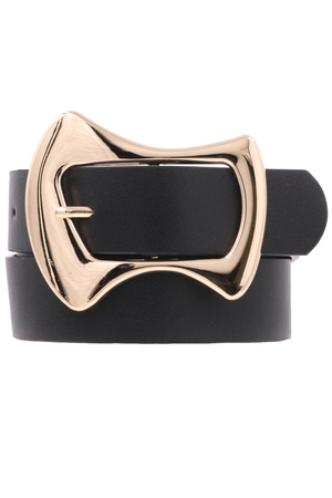 Faux Leather Fluid Modern Bow Curve Buckle Belt