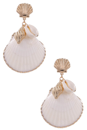 Metal Sea Shell Charm Dangle Earrings