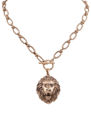 Metal Chain Lion Head Pendant Necklace