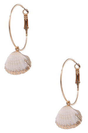 Metal Sea Shell Hoop Earrings