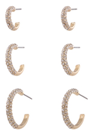 Metal Rhinestone Multi Size Hoop Earrings