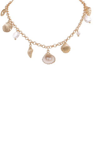 Metal Chain Multi Sea Shell Charms Necklace