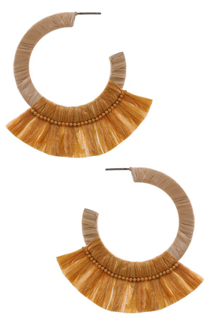 Raffia Fringe Open Hoop Earrings