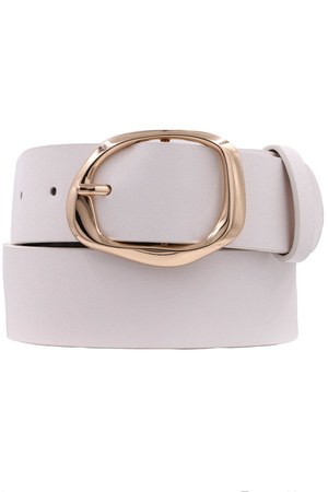 Faux Leather Oval Organic Textured Buckle Belt