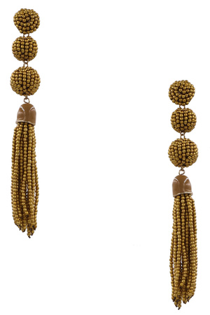 Seed Bead Ball/Tassel Drop Earrings