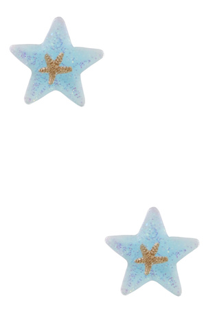 Glitter Star Fish Post Earrings