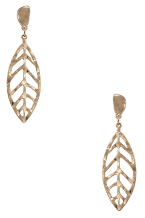 Metal Leaf Cutout Drop Earrings