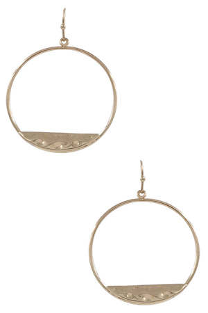 Brass Metal Hammered Hoop Earrings