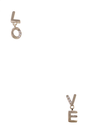 Brass Metal 'LOVE' Earrings