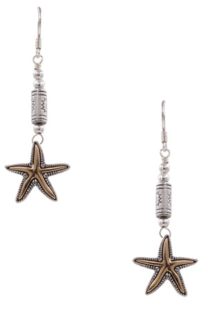 Textured Metal Starfish Drop Earrings