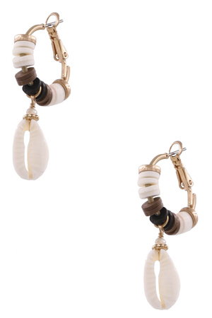 Metal Sea Shell Charm Hoop Earrings