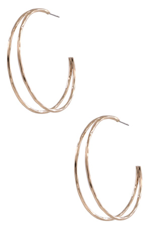 Metal Textured Layered Opened Hoop Earrings