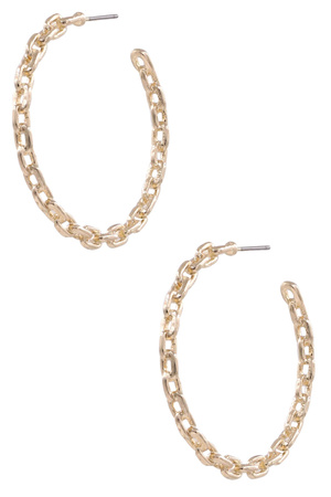 Metal Chain Linked Hoop Earrings