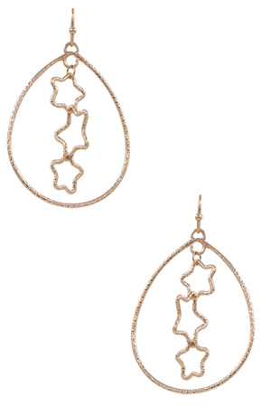 Plated Brass Start Dangle Teardrop Earrings