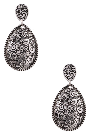 Western Metal Engraved Teardrop Earrings