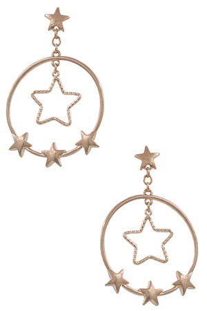 Metal  Ring Star Dangle Earrings