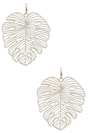 Matte Metal Philodendron Leaf Drop Earrings