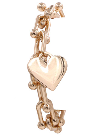 Metal 'U' Chain Linked Heart Bracelet