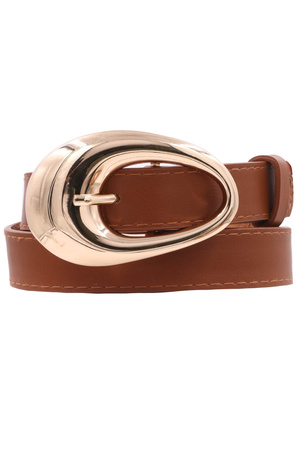 Faux Leather Organic Dome Teardrop Skinny Belt