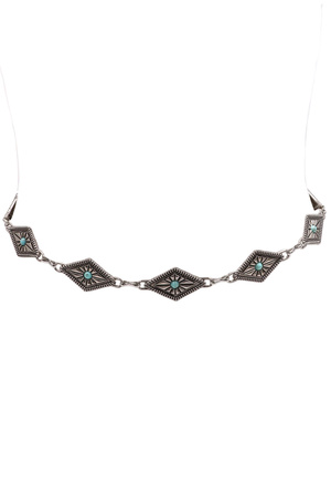 Metal Etched Western Diamond Cab Concho Chain Belt