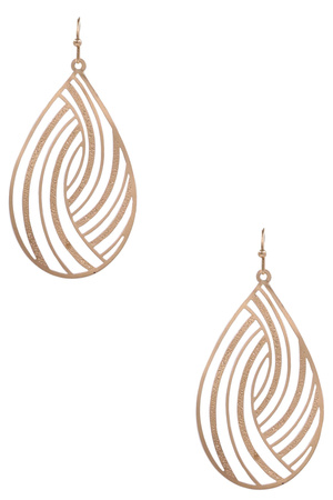 Metal Swirl Cut Out Teardrop  Earrings