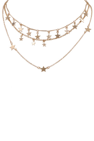 Metal Layered Star Charm Necklace