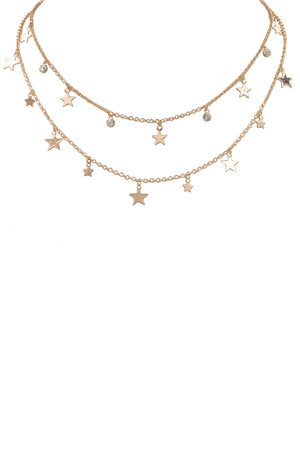 Metal Layered Star Charm Necklace