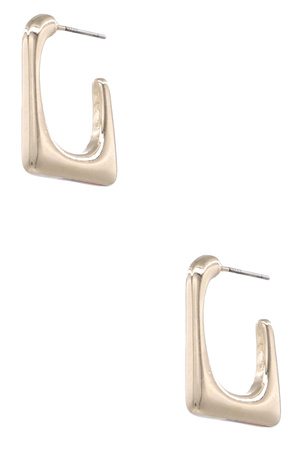 Metal Sterling Silver Rectangular Hoop Earrings