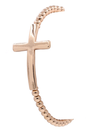 Metal Beaded Cross Stretch Bracelet