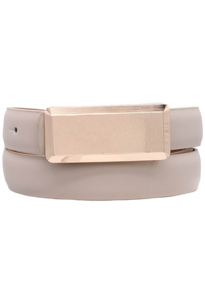 Faux Leather Nugget Bar Buckle Belt