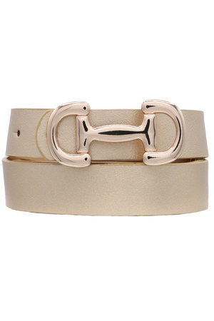 Faux Leather Modern Horse Bit Buckle Belt