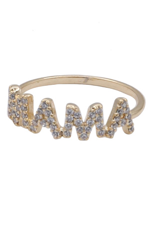 Brass Metal Rhinestone 'MAMA' Ring