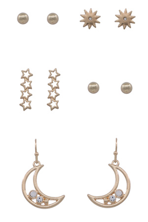 Metal Star Moon Assorted Earrings