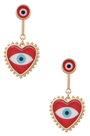 Metal Eye Heart Earrings