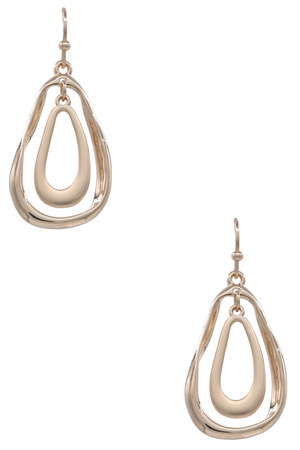 Metal Layered 2 Tone Teardrop Dangle Earrings